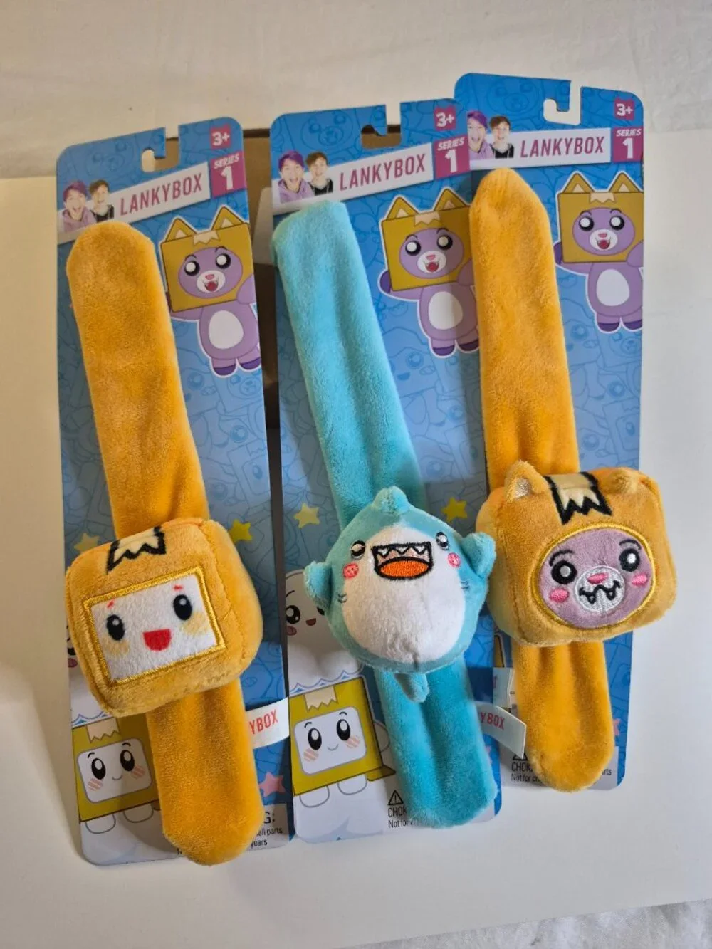 Lankybox Series 1 Boxy, Thicc Shark and Foxy Plush Bracelet Portable Fun, NEW